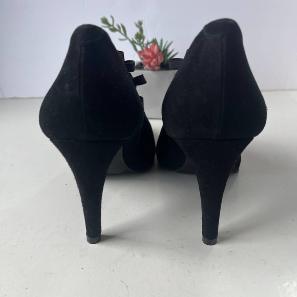 Brenda Zara Suede Stiletto Heel Womens Shoes Size 8/38.5 Black Elastic Straps - Picture 7 of 13
